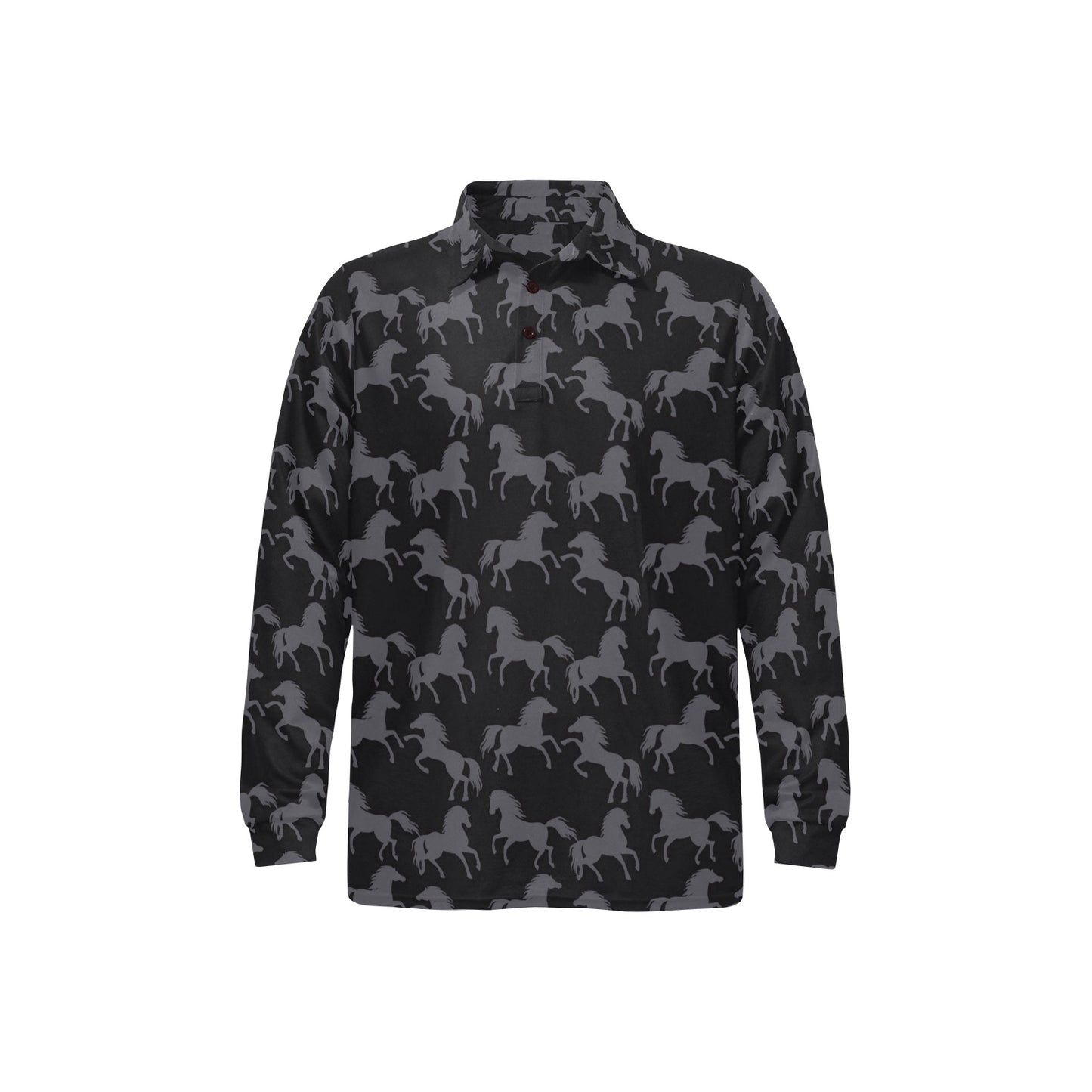 Horse Print Design LKS305 Long Sleeve Polo Shirt For Men's