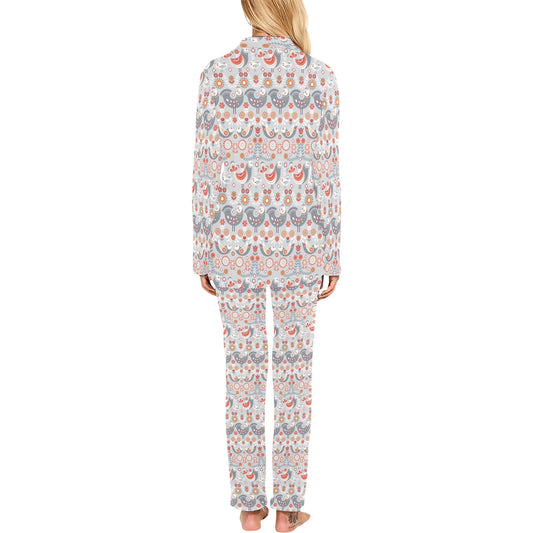 Swedish Nordic Design Print Women's Long Pajama Set