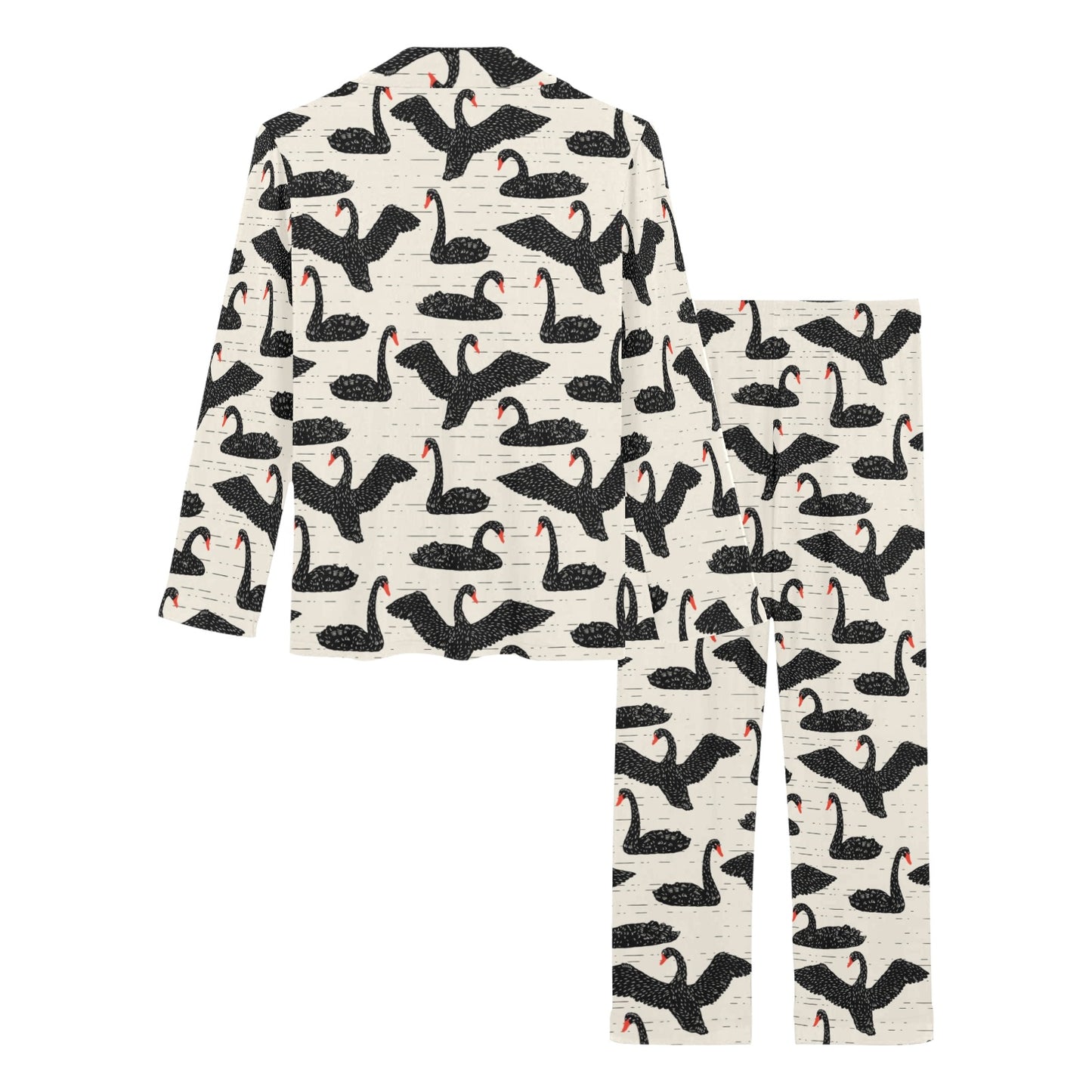 Swan Print Design LKS402 Women's Long Pajama Set