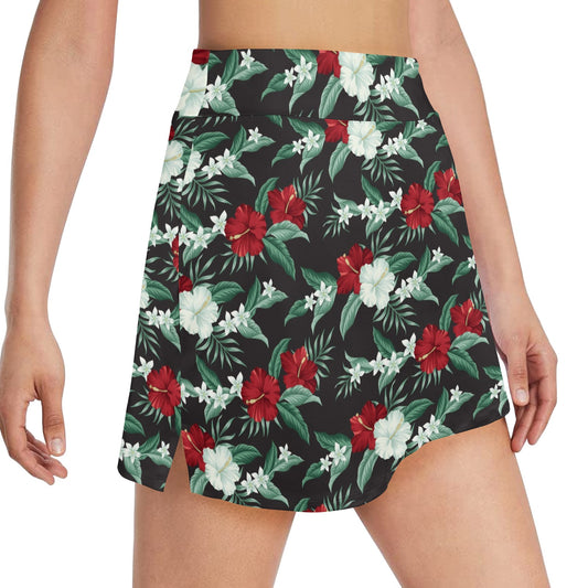 Tropical Flower Print Design LKS303 17" Golf & Pickleball Skort with Pockets