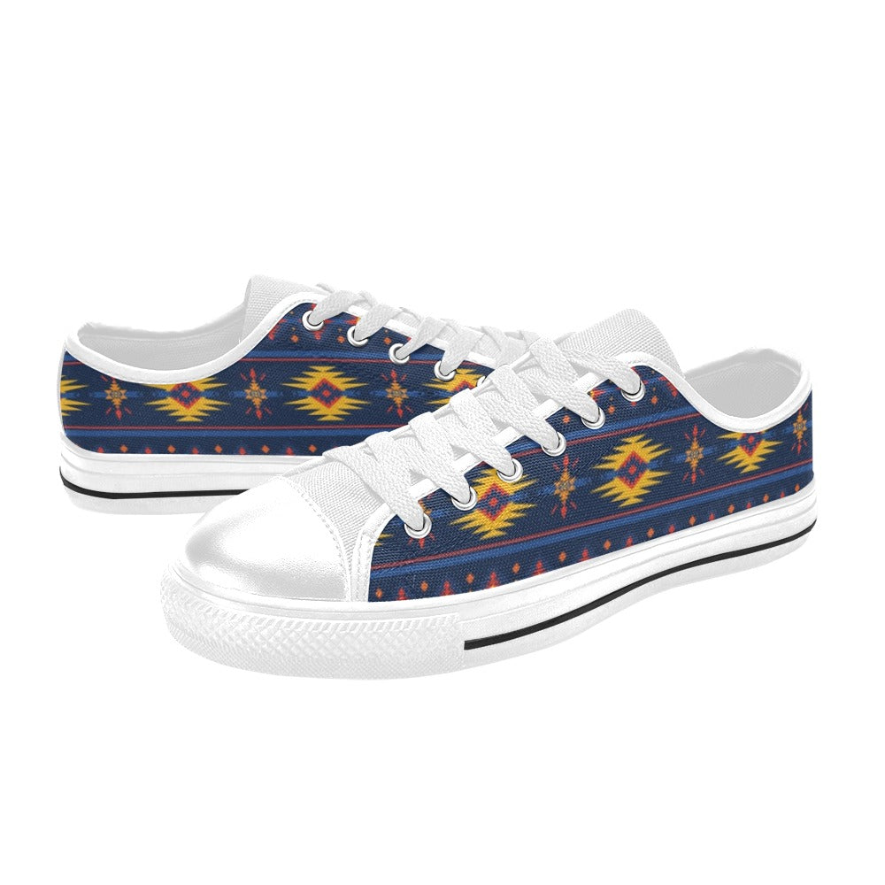 Southwest Pattern Print Design LKS306 Women's White Low Top Shoes