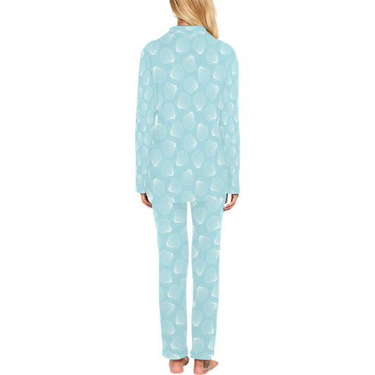 Seashell Print Design LKS3010 Women's Long Pajama Set