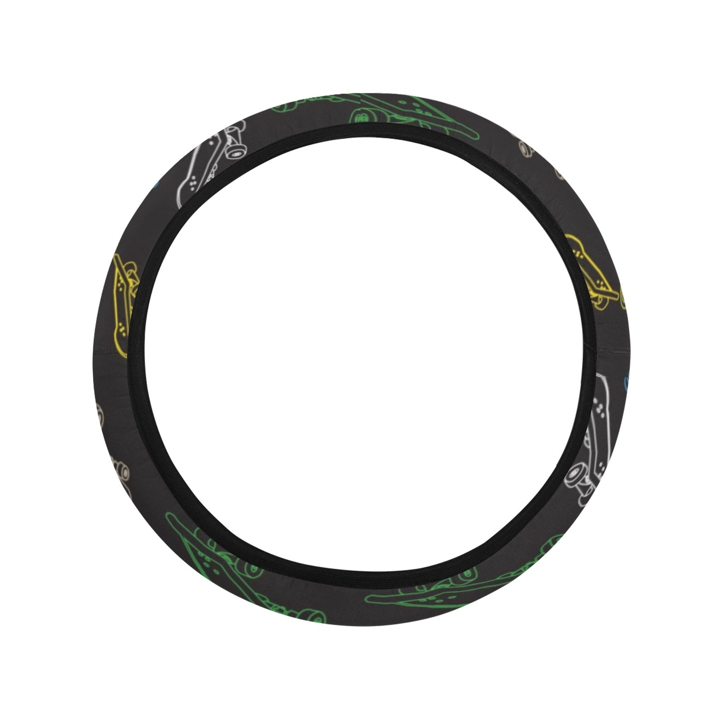 Skateboard Print Design LKS301 Steering Wheel Cover with Elastic Edge