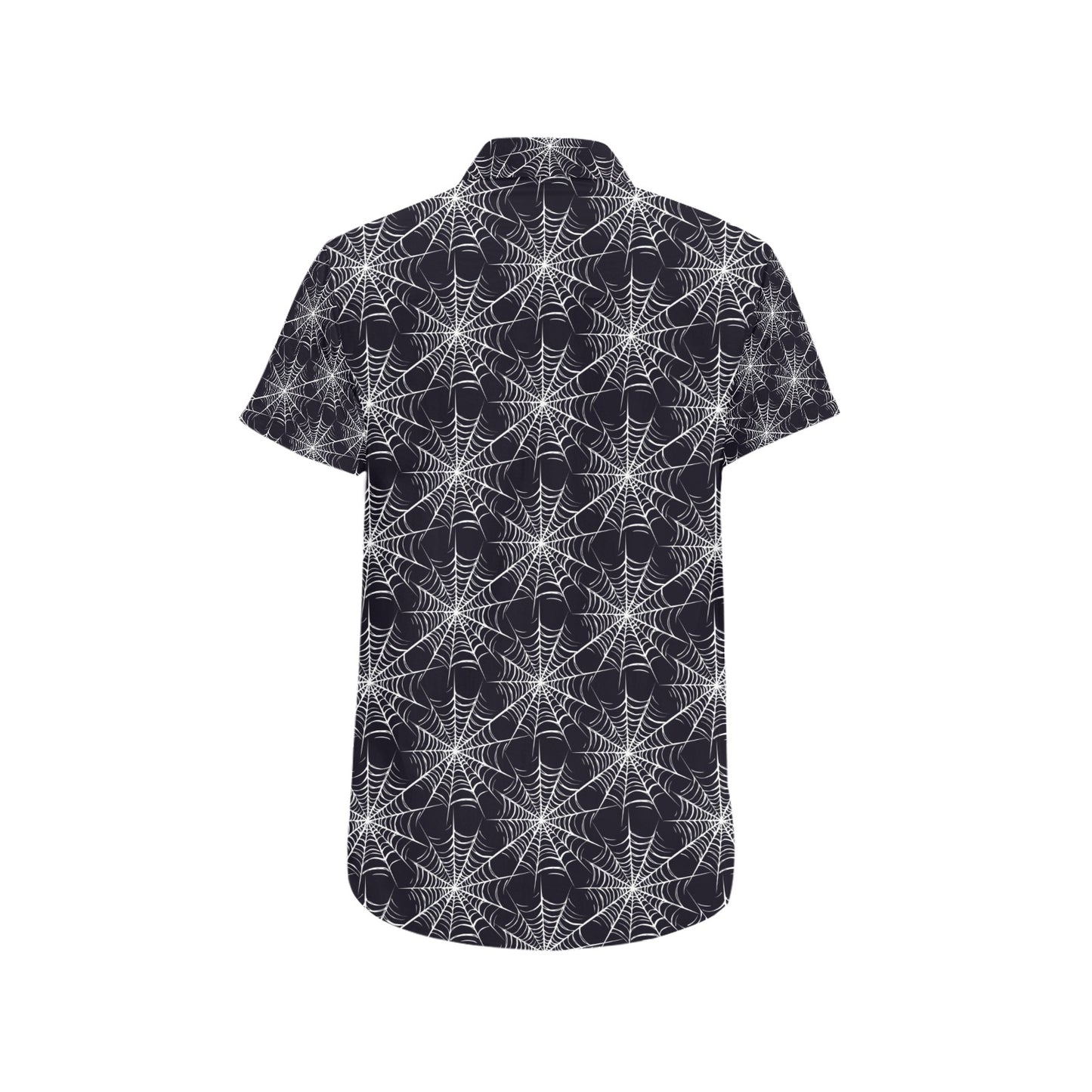 Spider Web Print Design LKS303 Men Short Sleeve Button Up Shirt