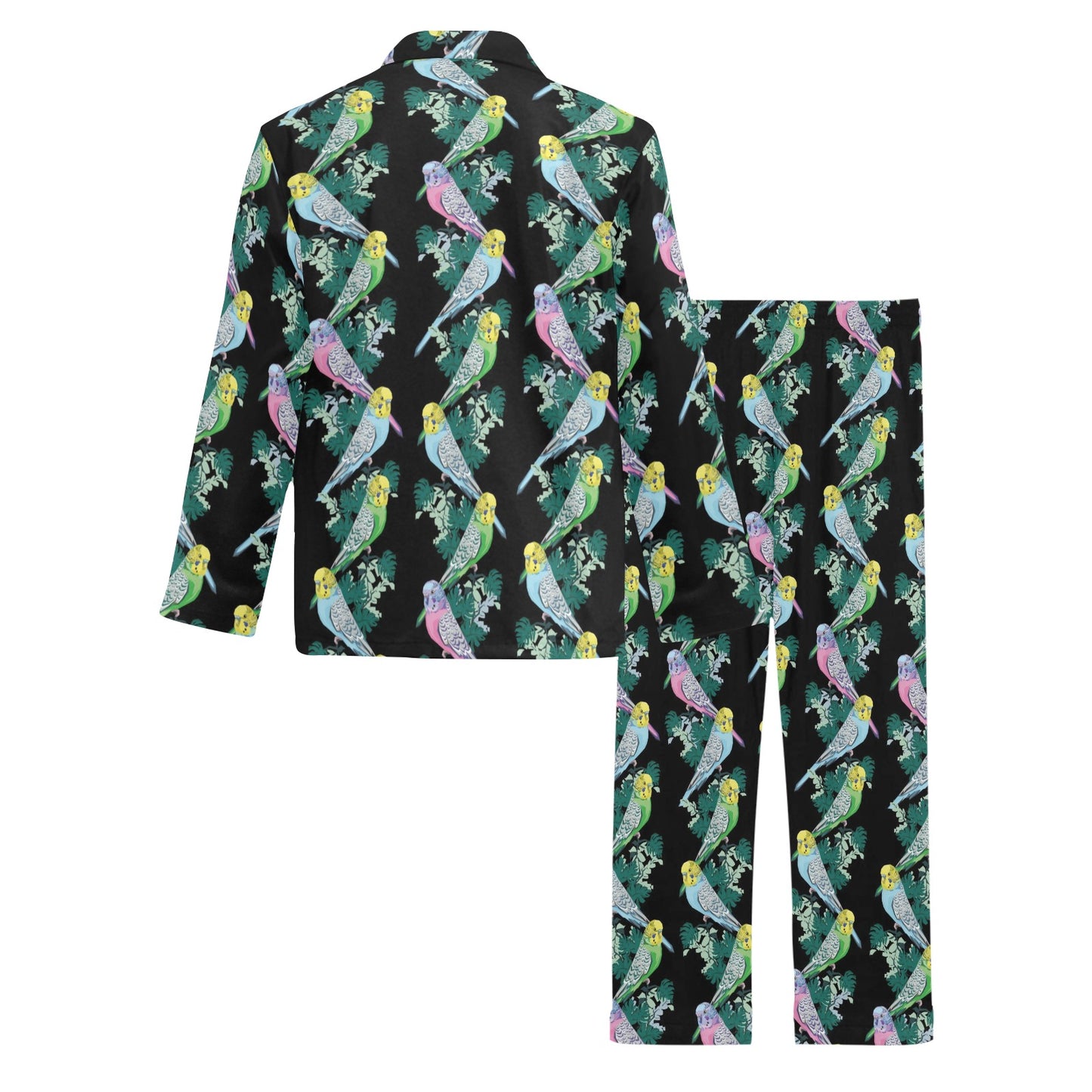 Budgerigar Pattern Print Design 03 Men's Long Pajama Set