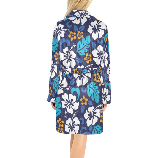Hibiscus Pattern Print Design HB030 Women's Fleece Robe