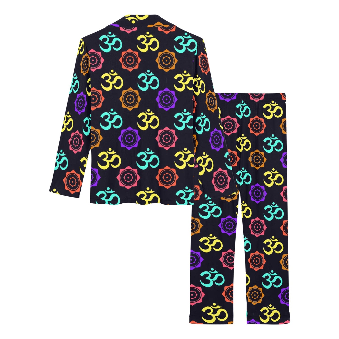 Chakra OM Print Pattern Women's Long Pajama Set