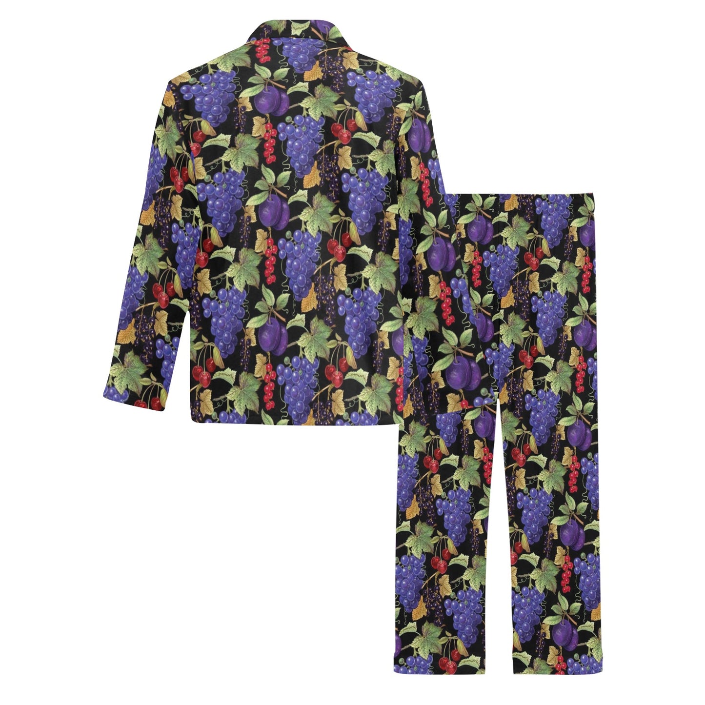 Grape Pattern Print Design GP05 Men's Long Pajama Set