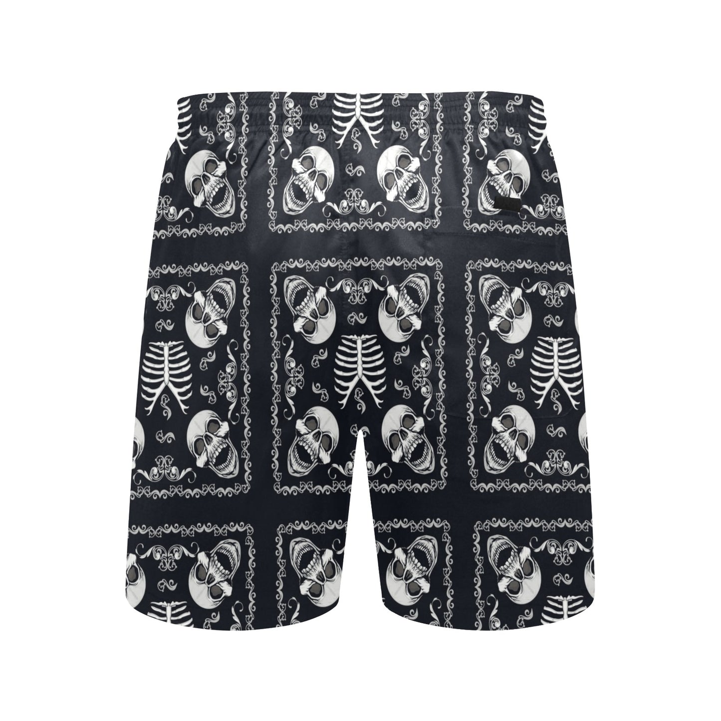 Bandana Skull Black White Print Design LKS306 Men's Swim Trunks Beach Shorts