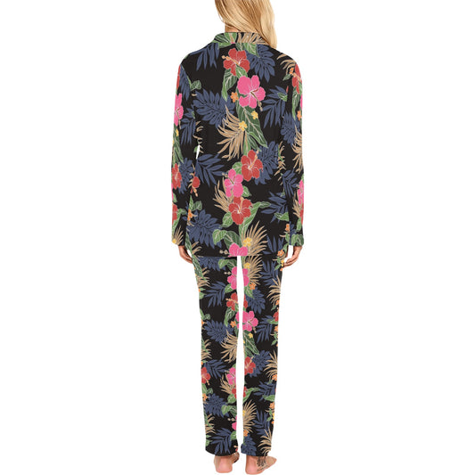 Hawaiian Themed Pattern Print Design H011 Women's Long Pajama Set