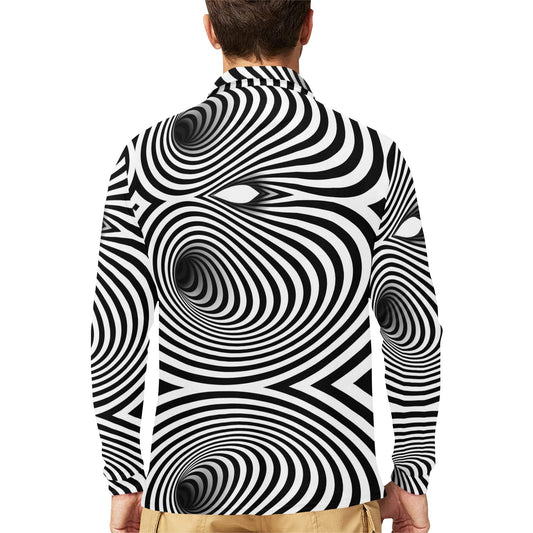 Vortex Print Design LKS303 Long Sleeve Polo Shirt For Men's