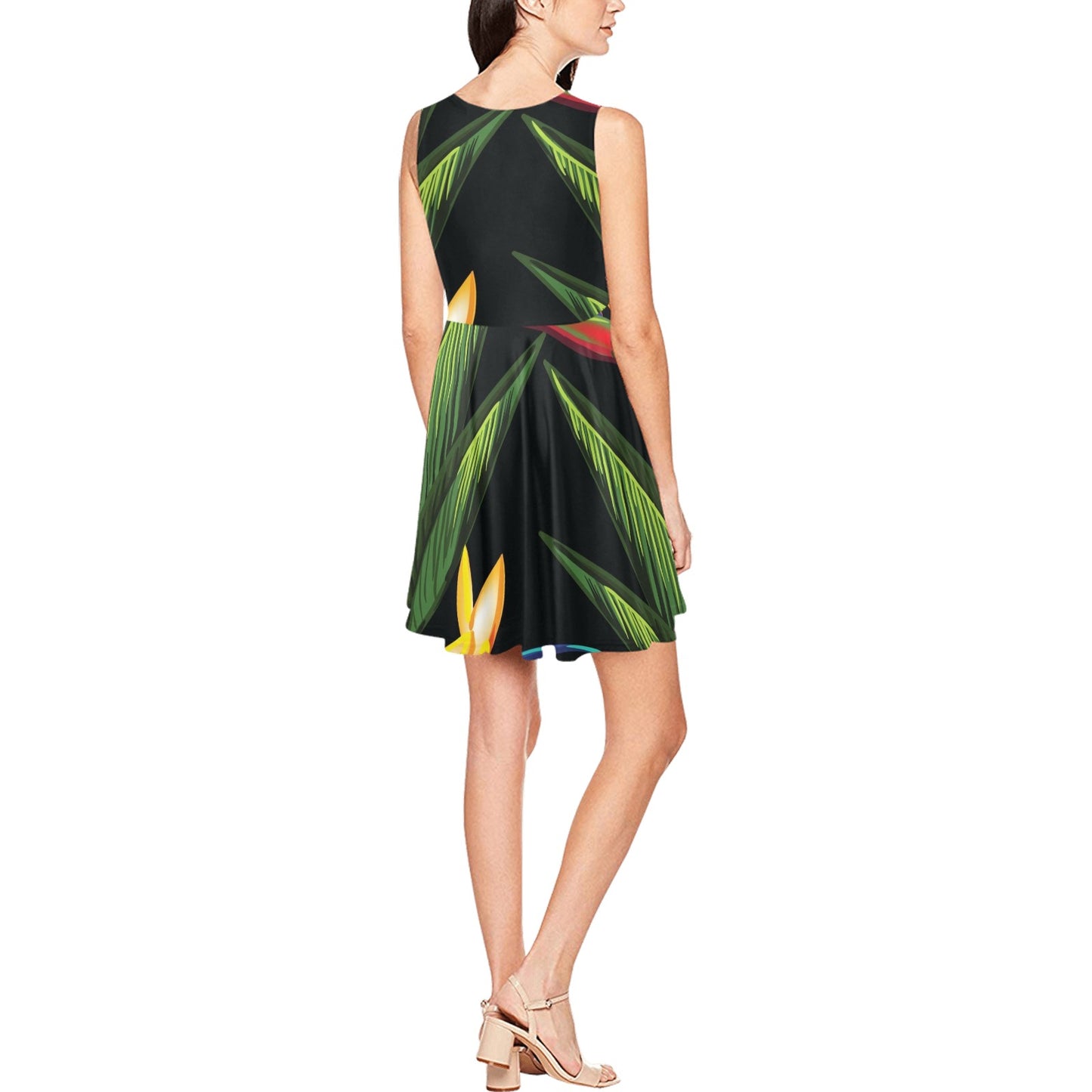Bird Of Paradise Pattern Print Design BOP012 Sleeveless Dress
