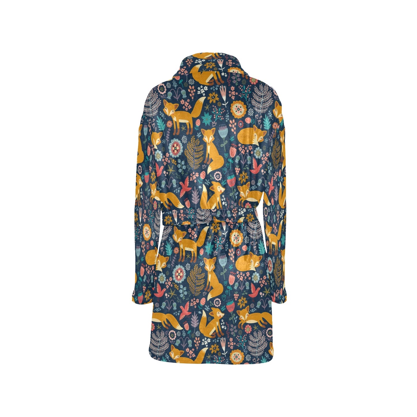 Fox Cute Jungle Print Pattern Women's Fleece Robe