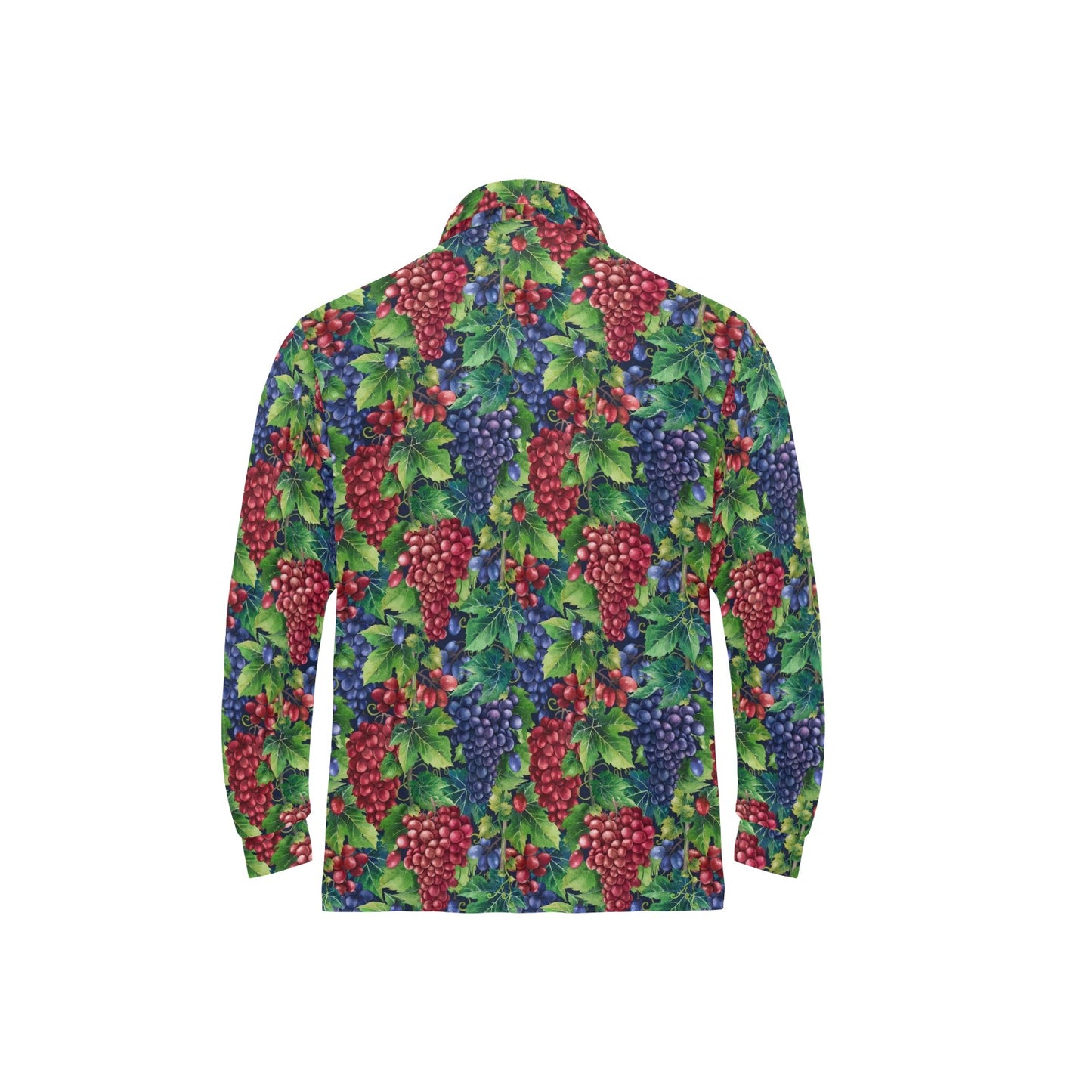 Grape Pattern Print Design GP02 Long Sleeve Polo Shirt For Men's