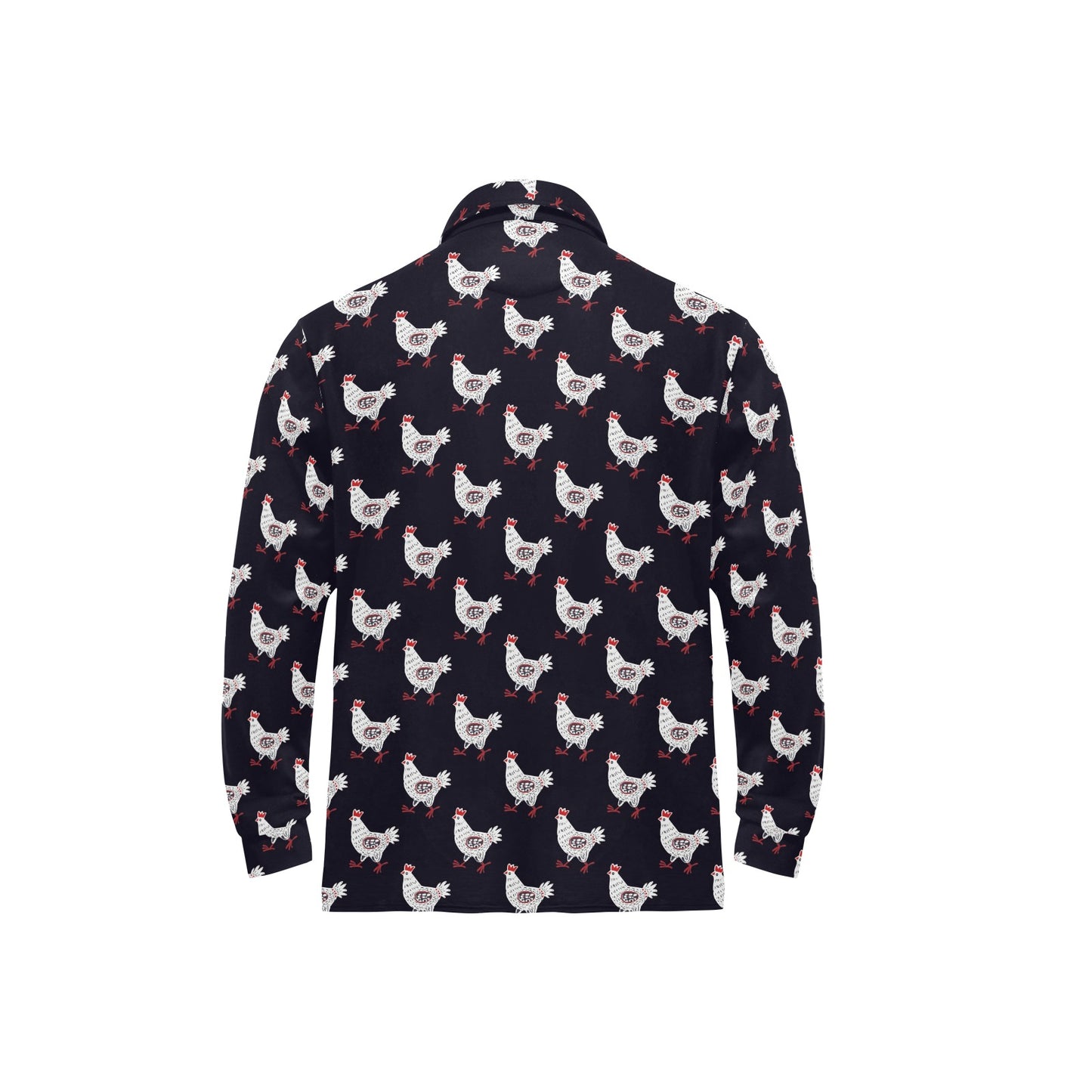 Chicken Pattern Print Design 03 Long Sleeve Polo Shirt For Men's