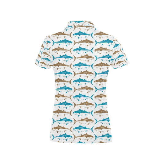 Tuna Fish Print Design LKS301 Women's Polo Shirt