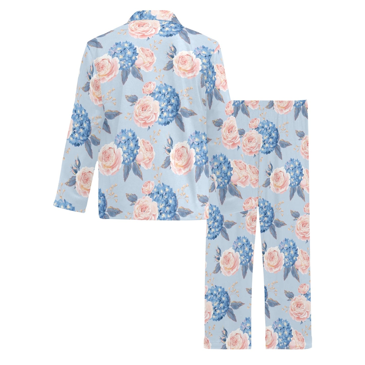 Hydrangea Pattern Print Design HD06 Men's Long Pajama Set