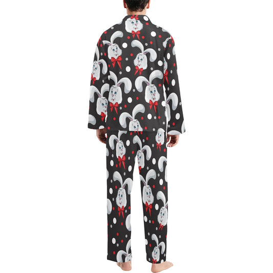 Rabbit Pattern Print Design RB012 Men's Long Pajama Set