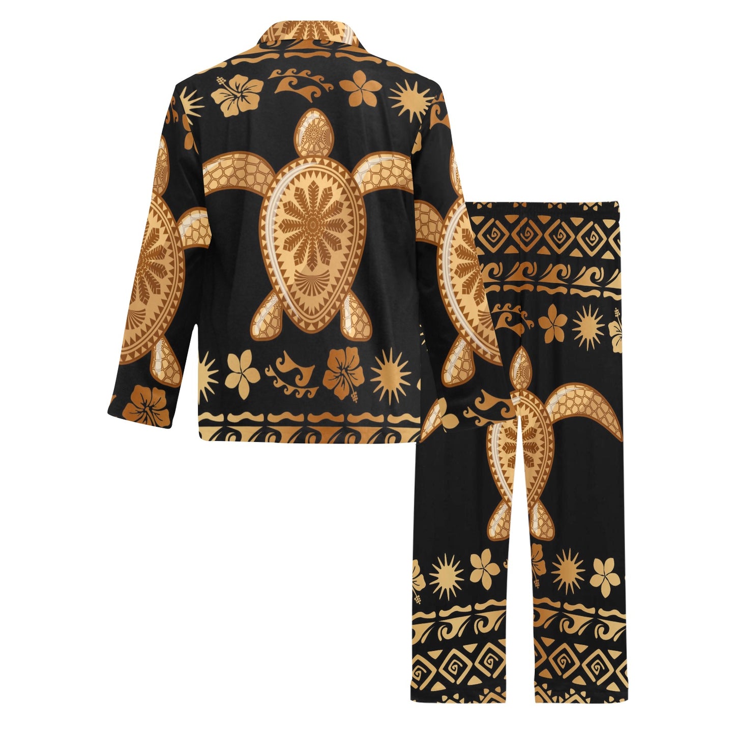 Tribal Sea turtle Polynesian Hawaiian Men's Long Pajama Set