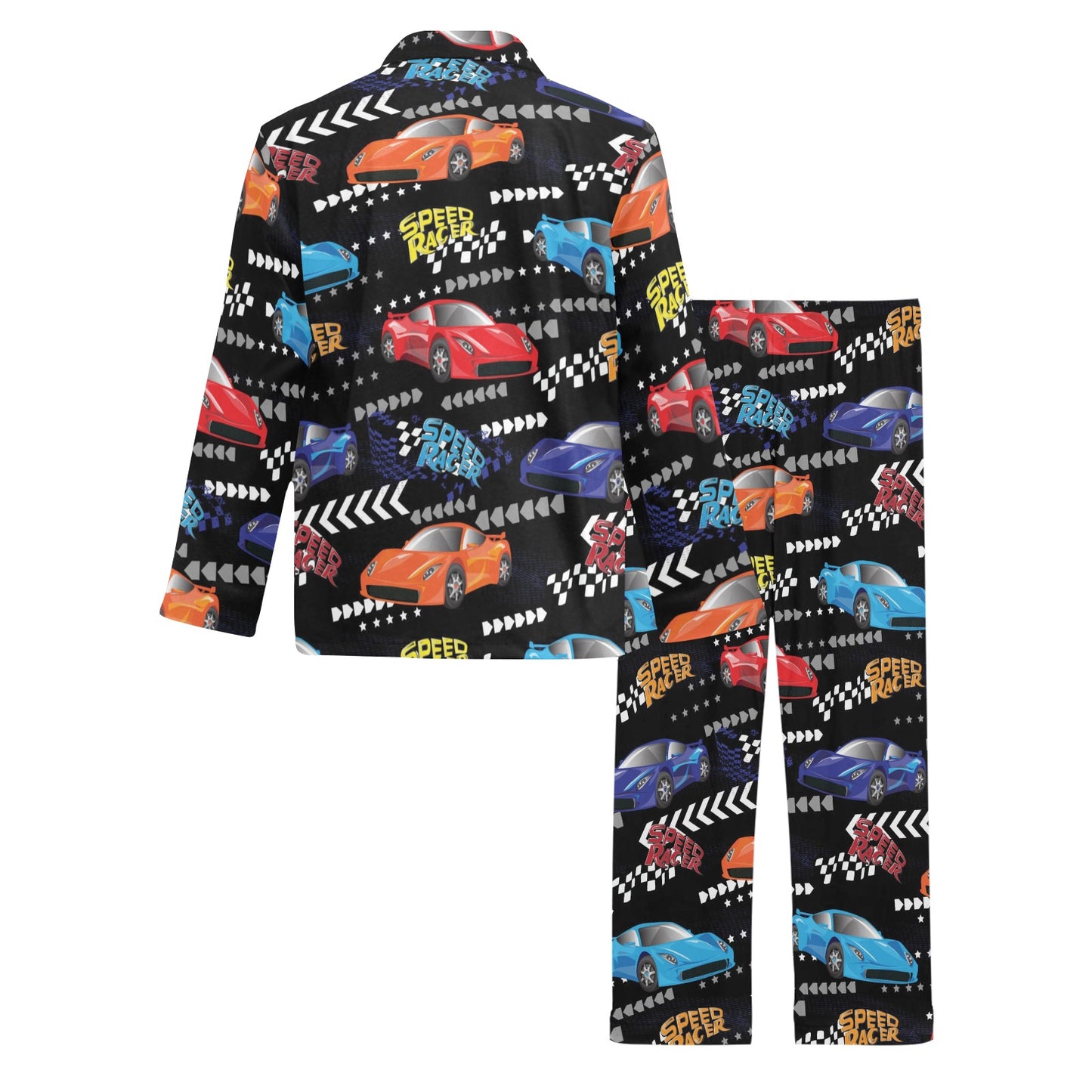 Racing Pattern Print Design A05 Men's Long Pajama Set