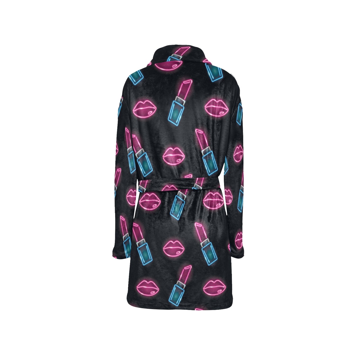 Lipstick Color Neon Pattern Print Design 03 Women's Fleece Robe