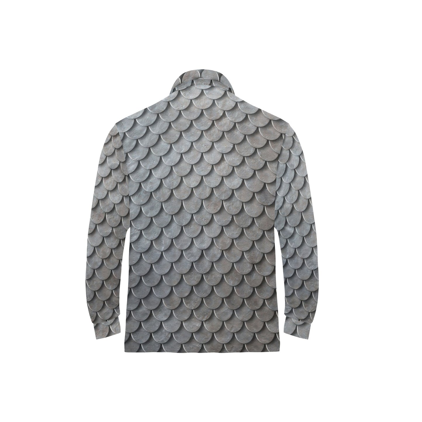 Armor Scales Pattern Print Design 03 Long Sleeve Polo Shirt For Men's