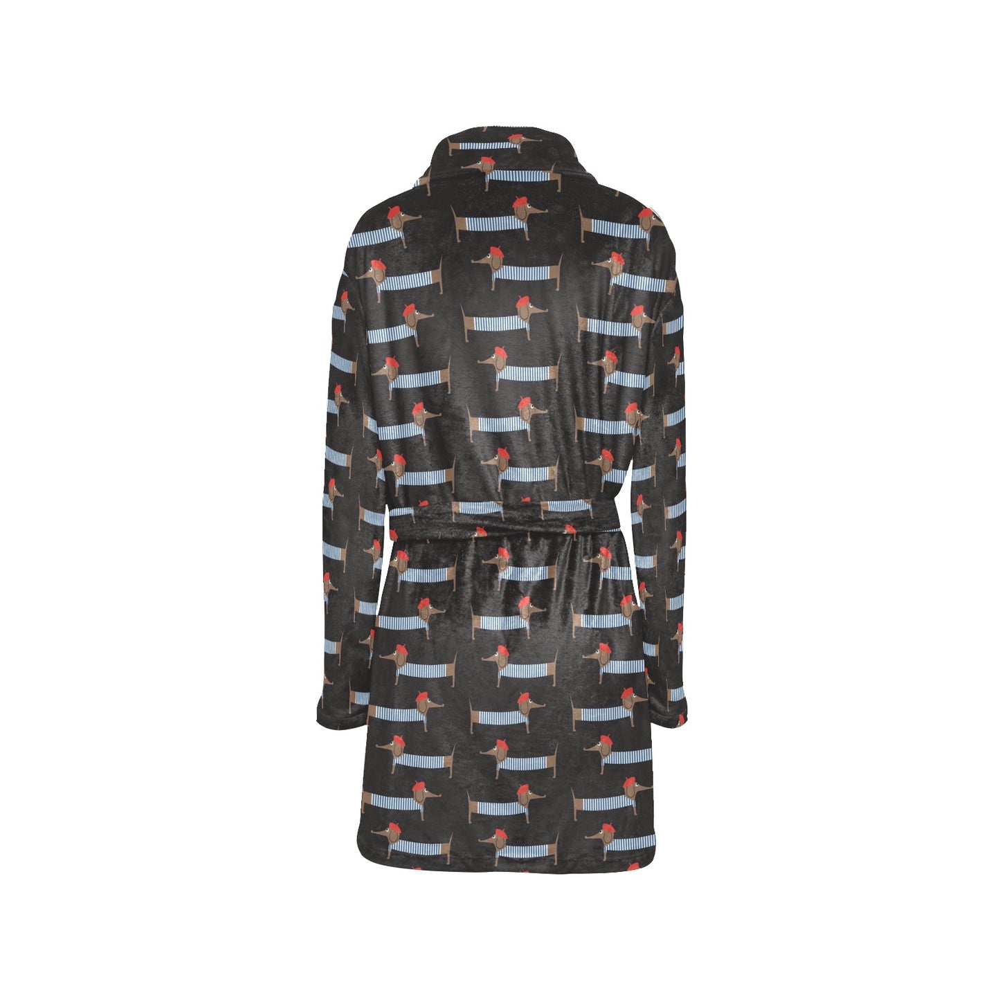 Dachshund Pattern Print Design 04 Women's Fleece Robe
