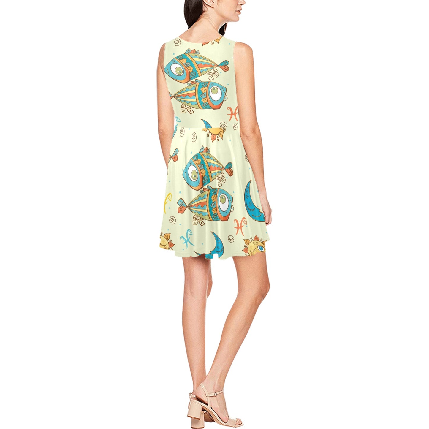 Pisces Pattern Print Design A03 Sleeveless Dress