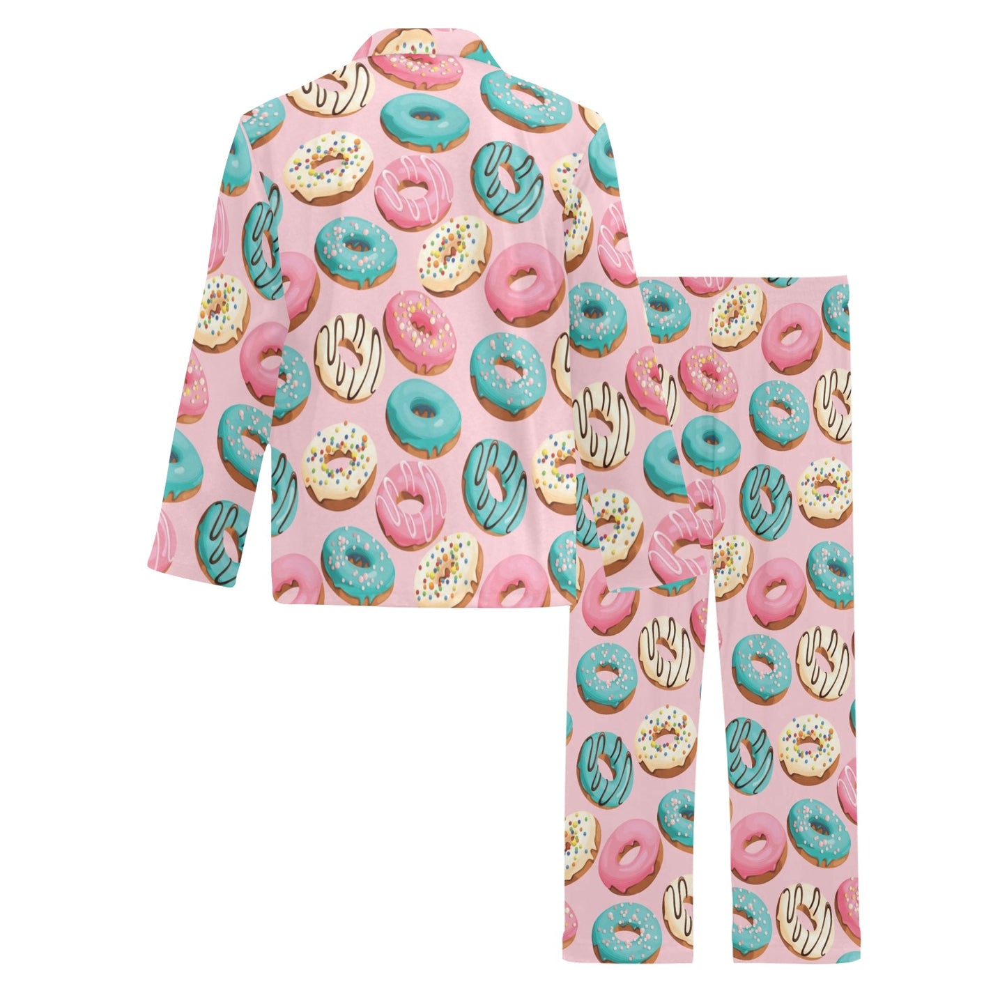Donut Pattern Print Design DN06 Men's Long Pajama Set