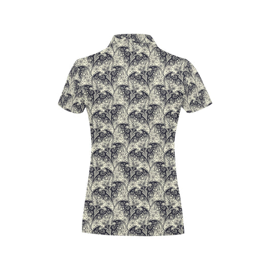 Bat Tribal Pattern Print Design 06 Women's Polo Shirt