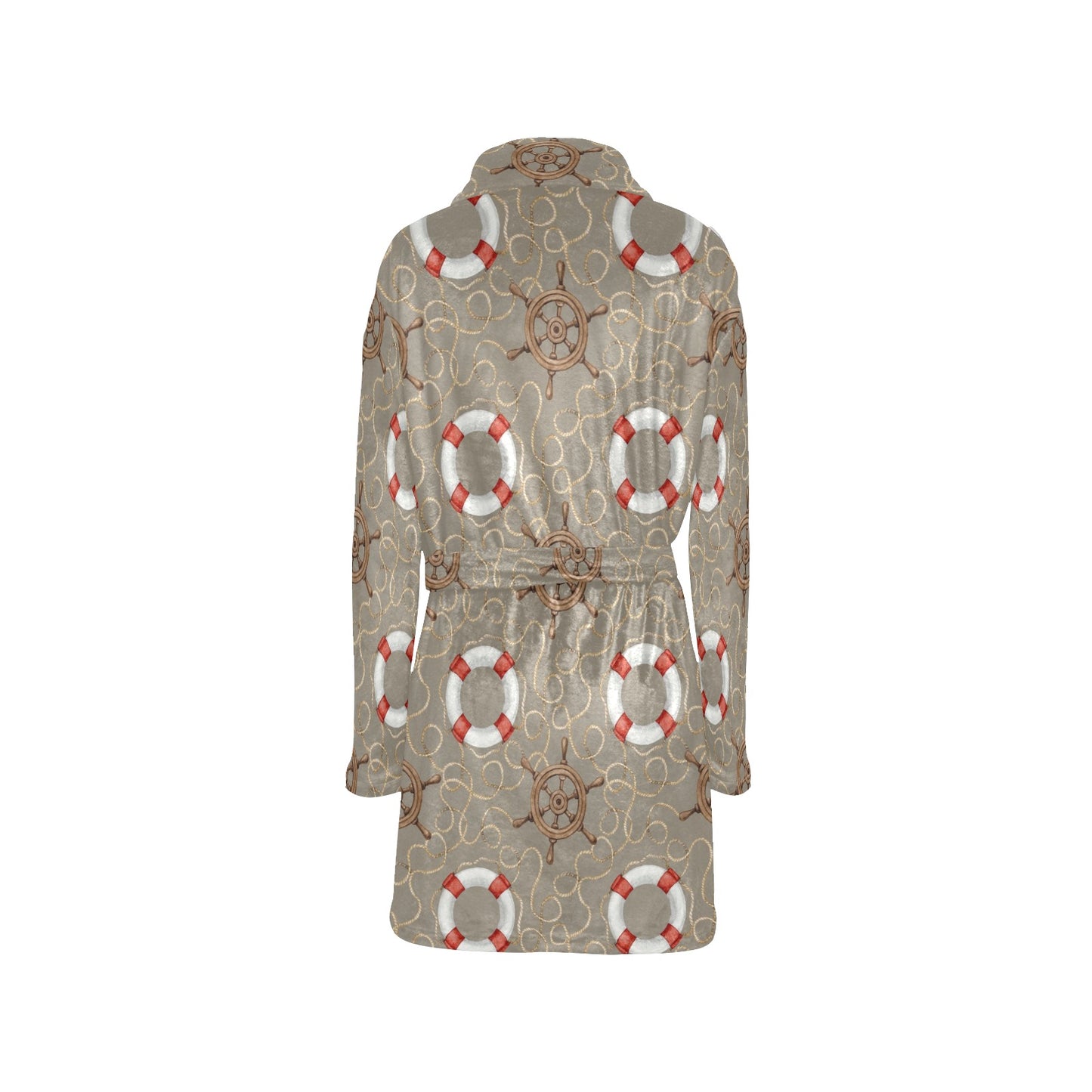 Nautical Pattern Print Design A02 Women's Fleece Robe