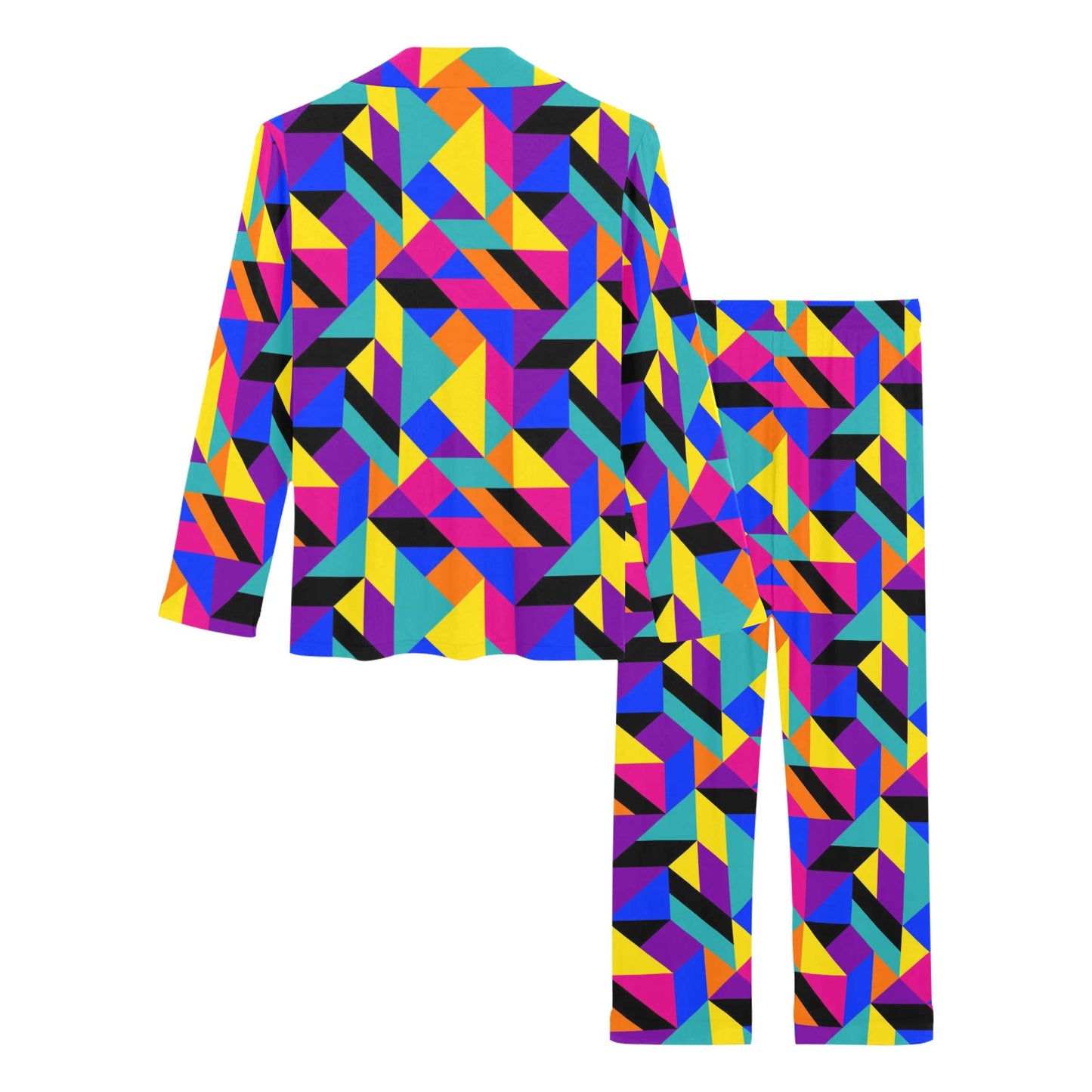 90s Colorful Pattern Print Design 1 Women's Long Pajama Set
