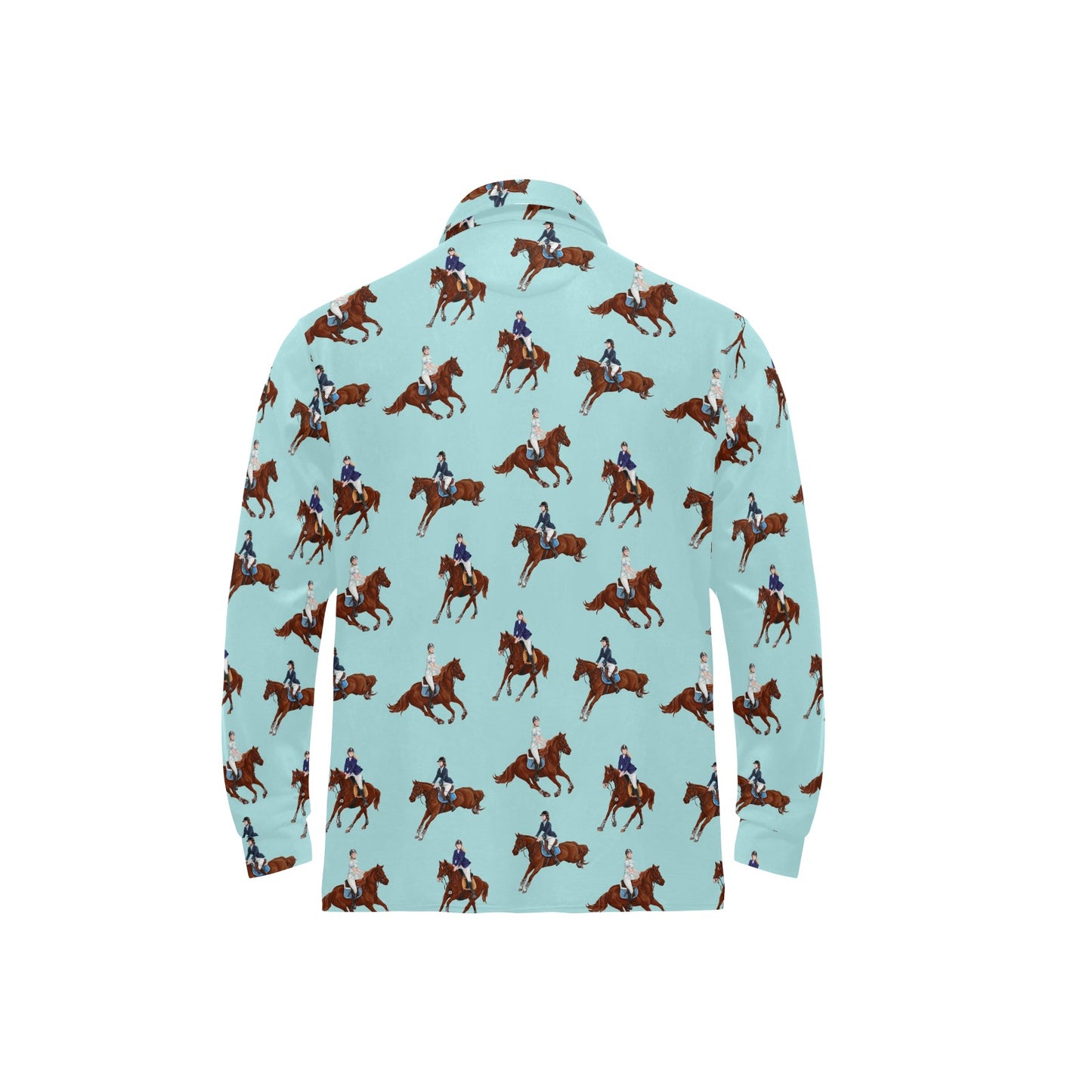 Equestrian Horse Riding Long Sleeve Polo Shirt For Men's