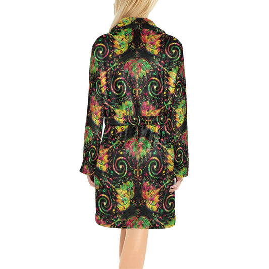 lotus Boho Pattern Print Design LO09 Women's Fleece Robe