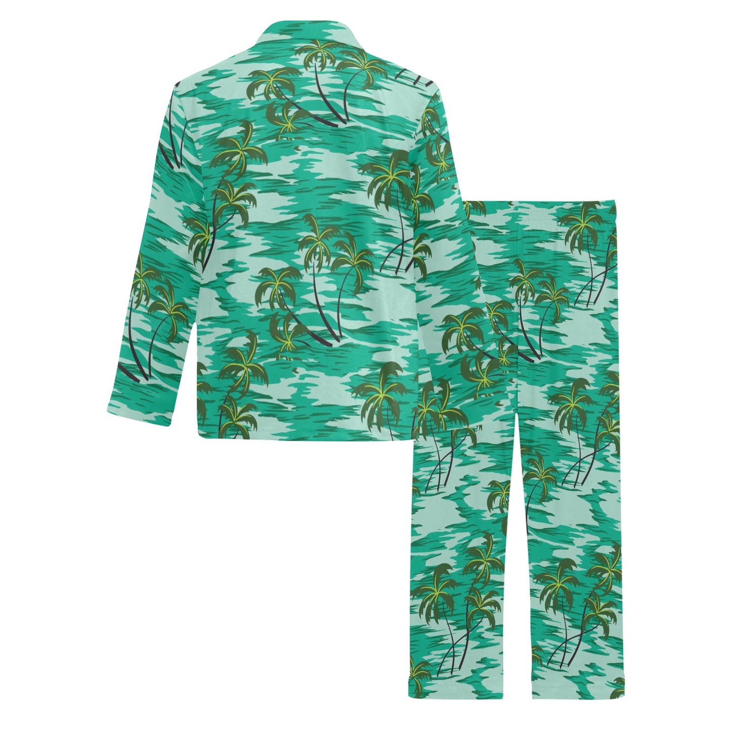 Palm Tree Pattern Print Design A01 Men's Long Pajama Set