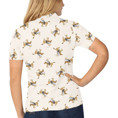 Cowboy Pattern Print Design 01 Women's Polo Shirt
