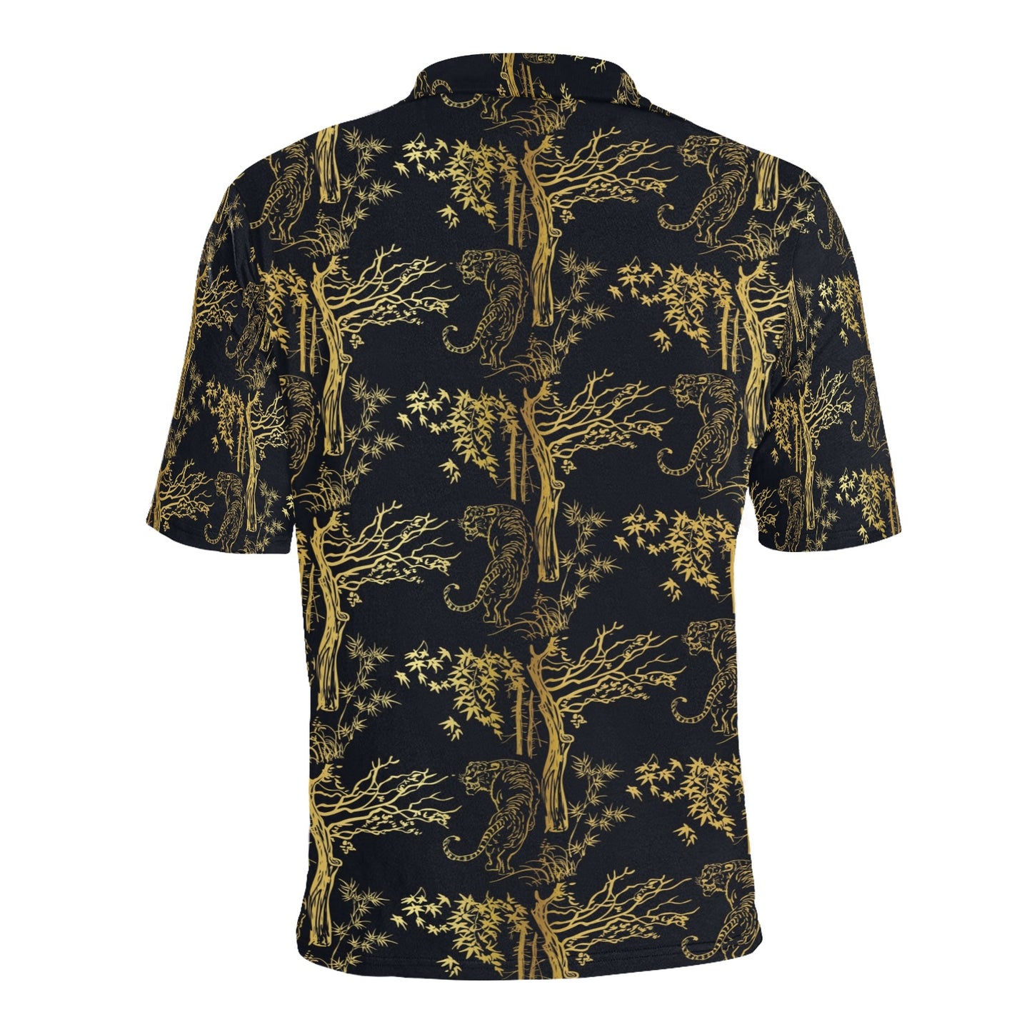 Tiger Gold Print Design LKS307 Men Polo Shirt