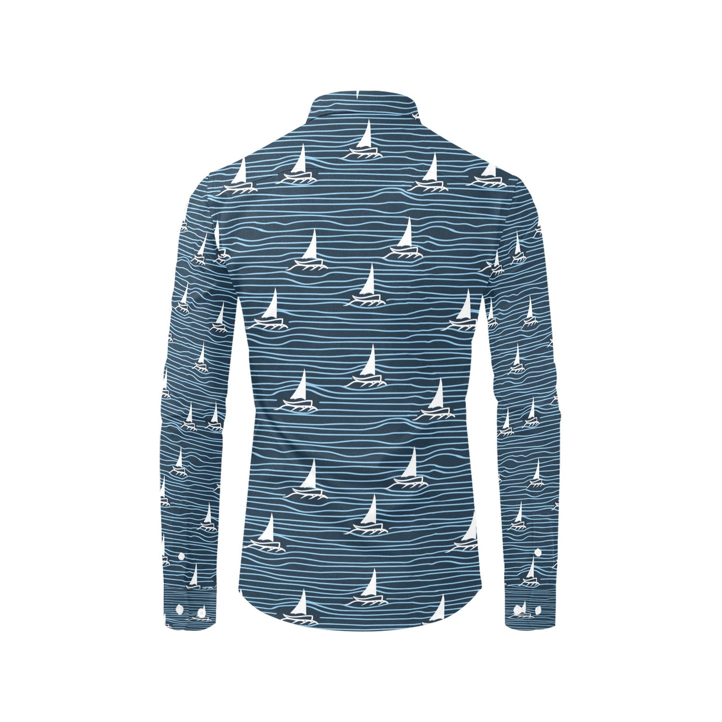 Sailboat Print Design LKS303 Men's Long Sleeve Dress Shirt