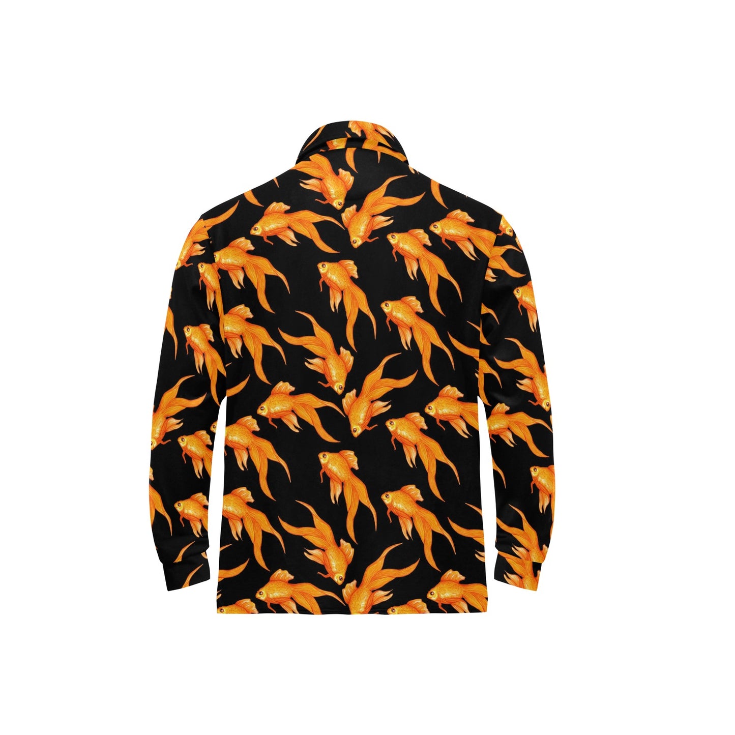 Goldfish Pattern Print Design 03 Long Sleeve Polo Shirt For Men's