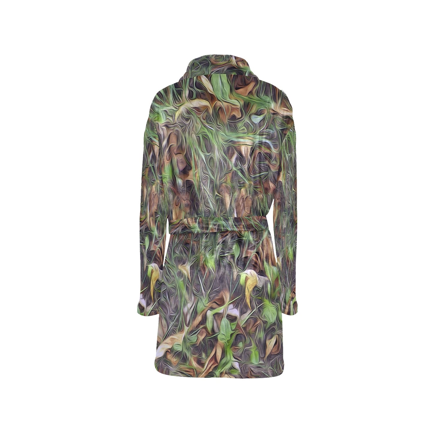 Camouflage Realistic Tree Print Women's Fleece Robe