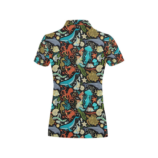Underwater Animal Print Design LKS301 Women's Polo Shirt