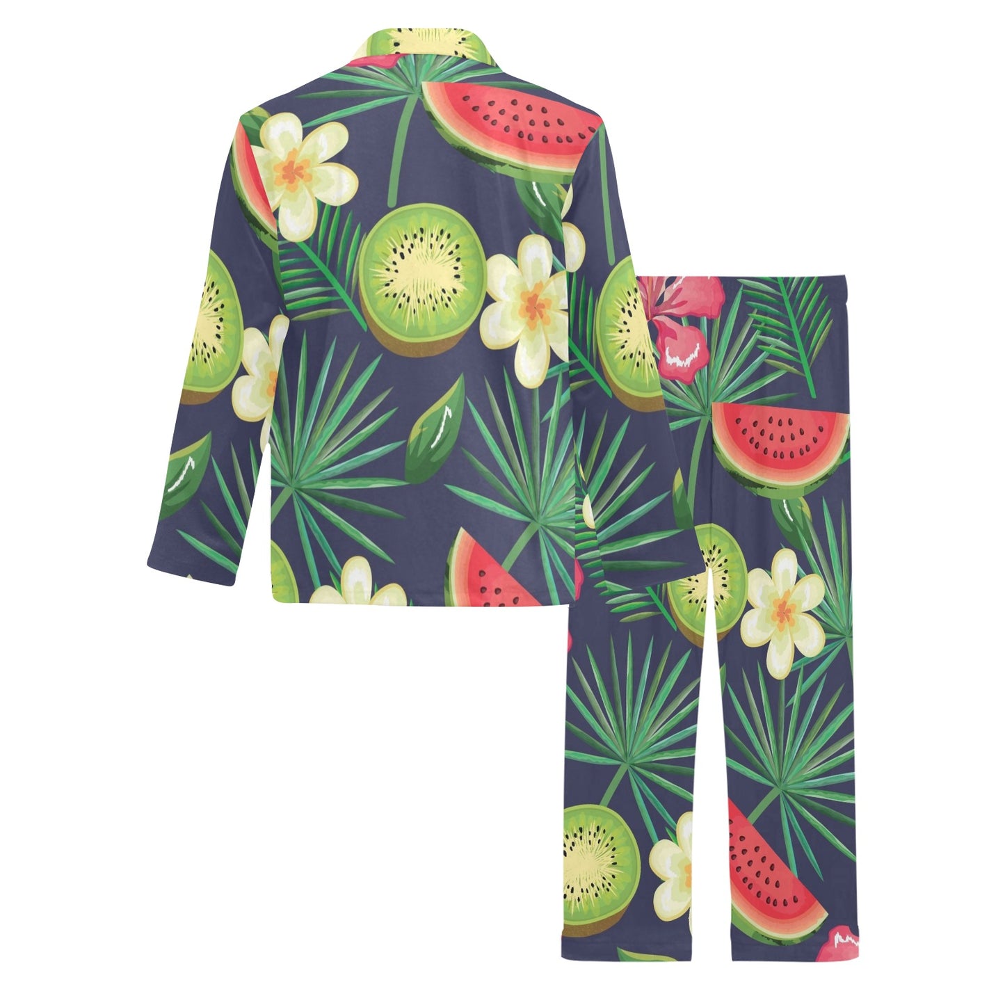 Tropical Fruits Pattern Print Design TF05 Men's Long Pajama Set