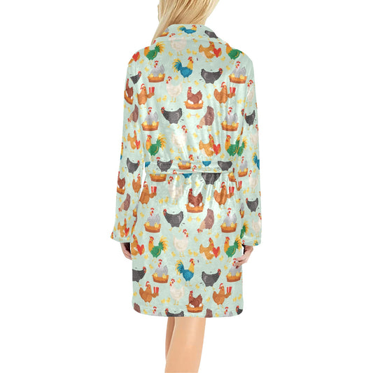 Chicken Pattern Print Design 07 Women's Fleece Robe