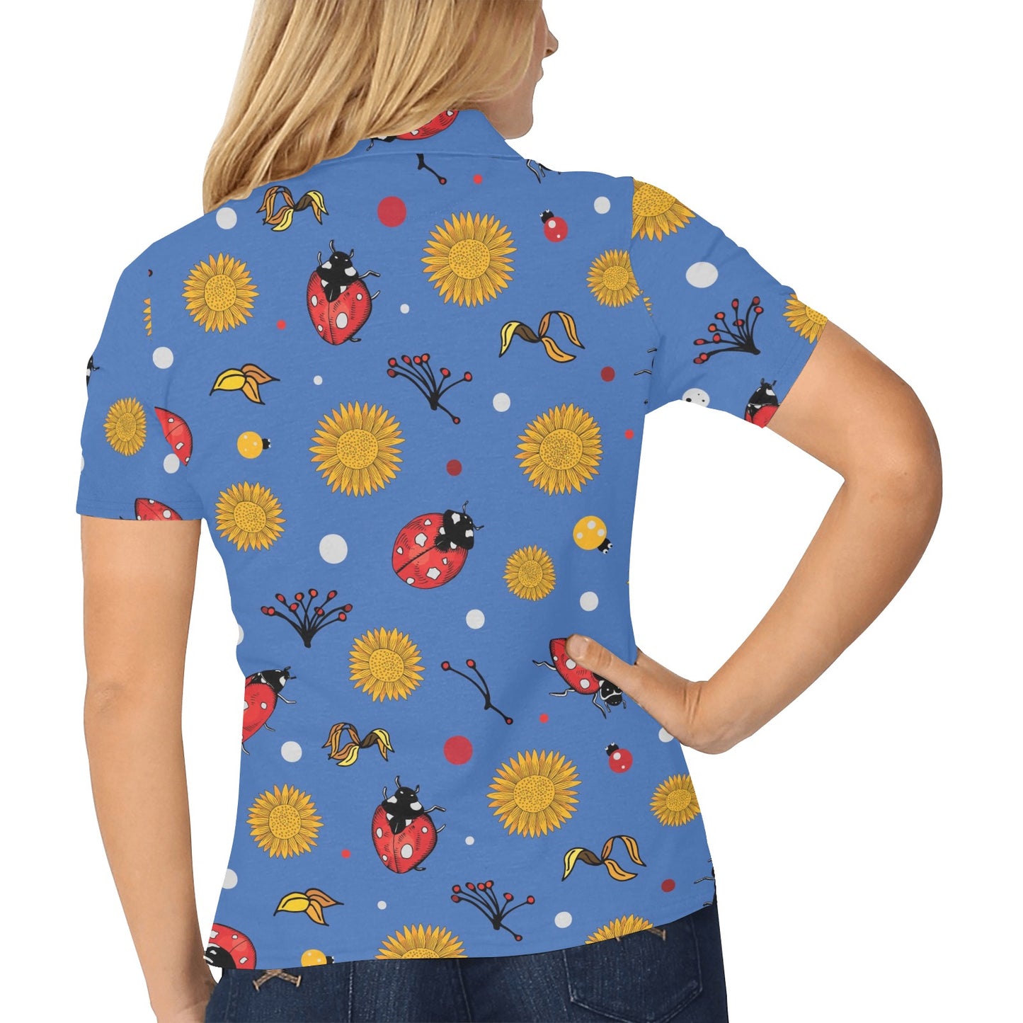 Ladybug Pattern Print Design 05 Women's Polo Shirt