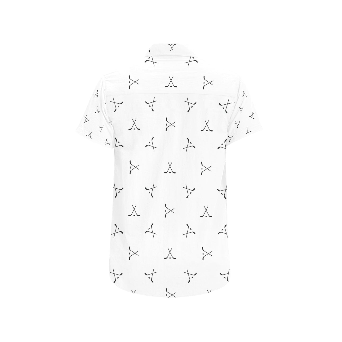 Hockey Print Design LKS304 Men Short Sleeve Button Up Shirt