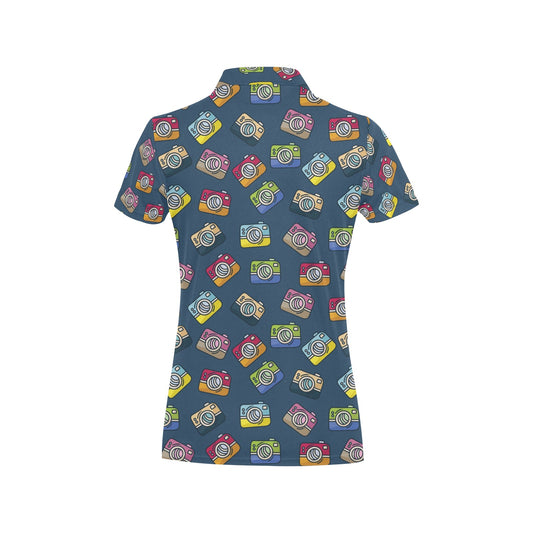 Camera Pattern Print Design 03 Women's Polo Shirt