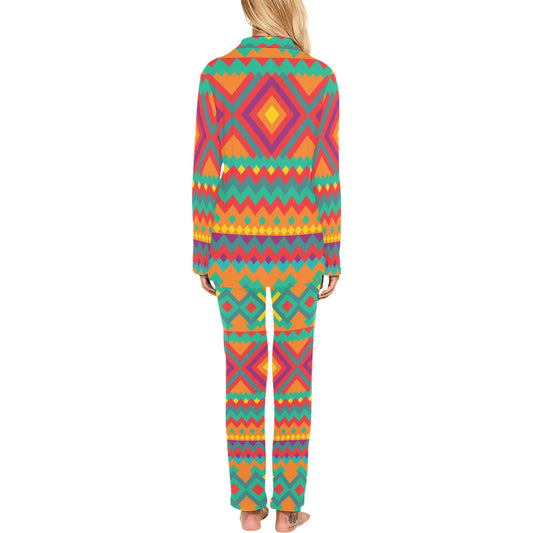 Mexican Pattern Print Design 04 Women's Long Pajama Set