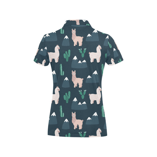 Llama Pattern Print Design 06 Women's Polo Shirt