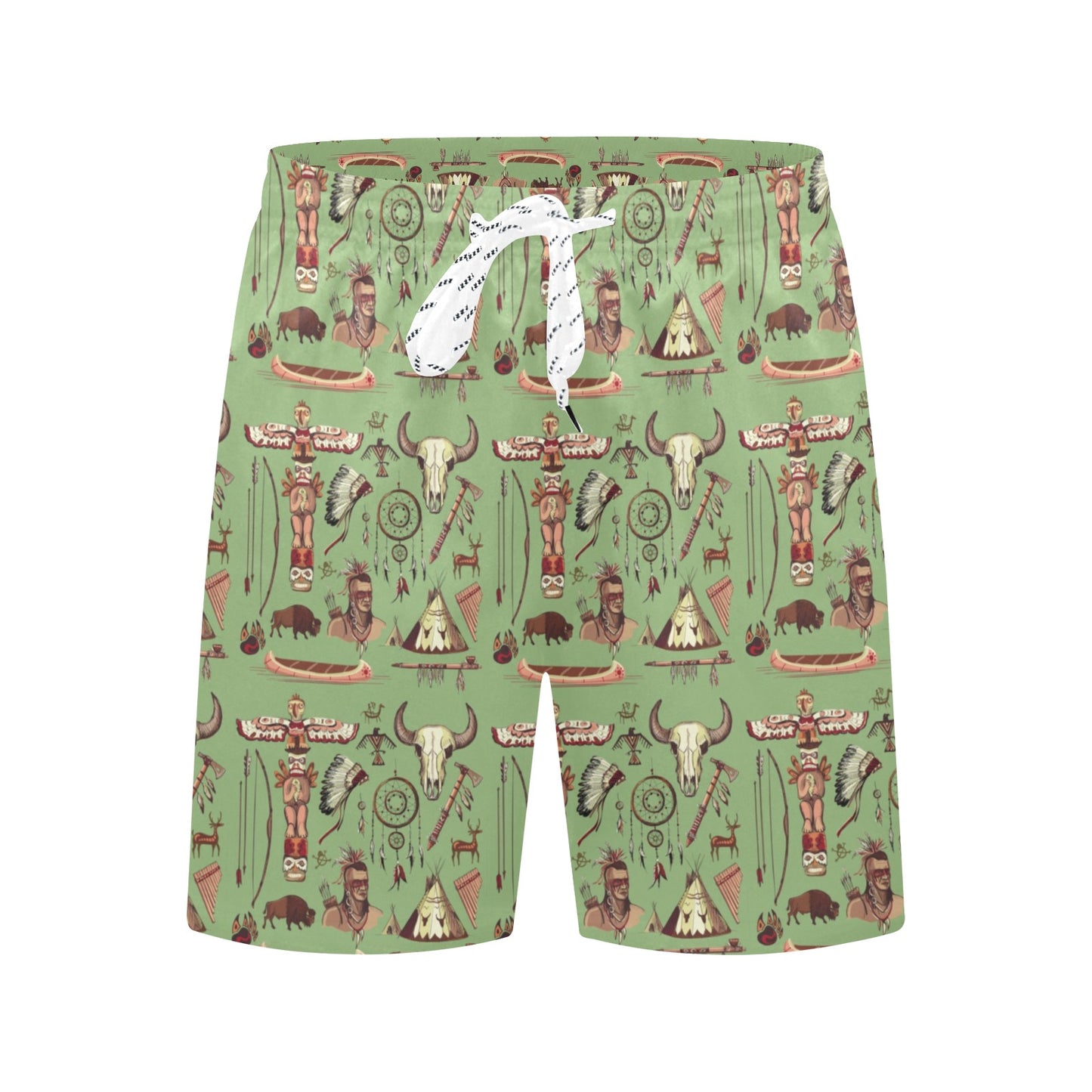 Native Indian Themed Design Print Men's Swim Trunks Beach Shorts