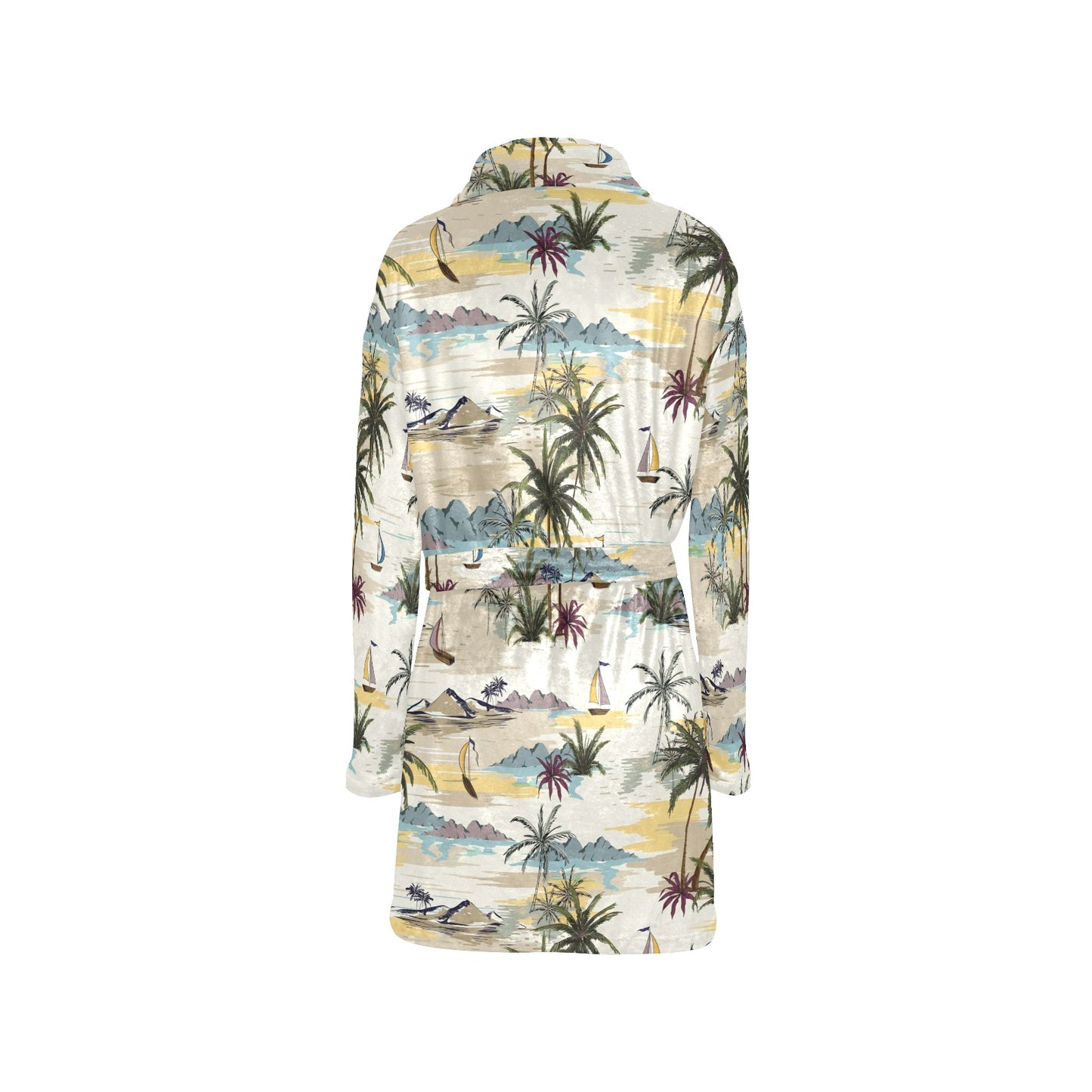 Palm Tree Beach Print Women's Fleece Robe